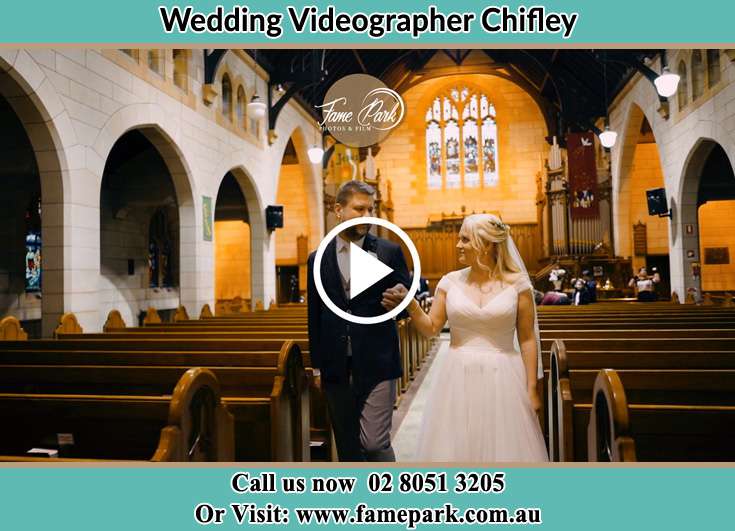 Bride and Groom walking at the aisle Chifley NSW 2036