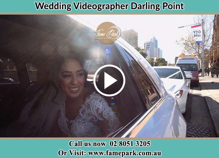 Bride inside the bridal car Darling Point NSW 2027