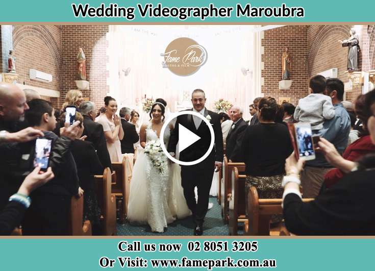 Bride and Groom walking in the aisle Maroubra NSW 2035