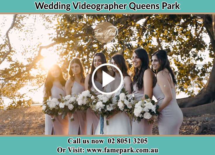 The Bride with her bridesmaids posing for the camera Queens Park NSW 2022